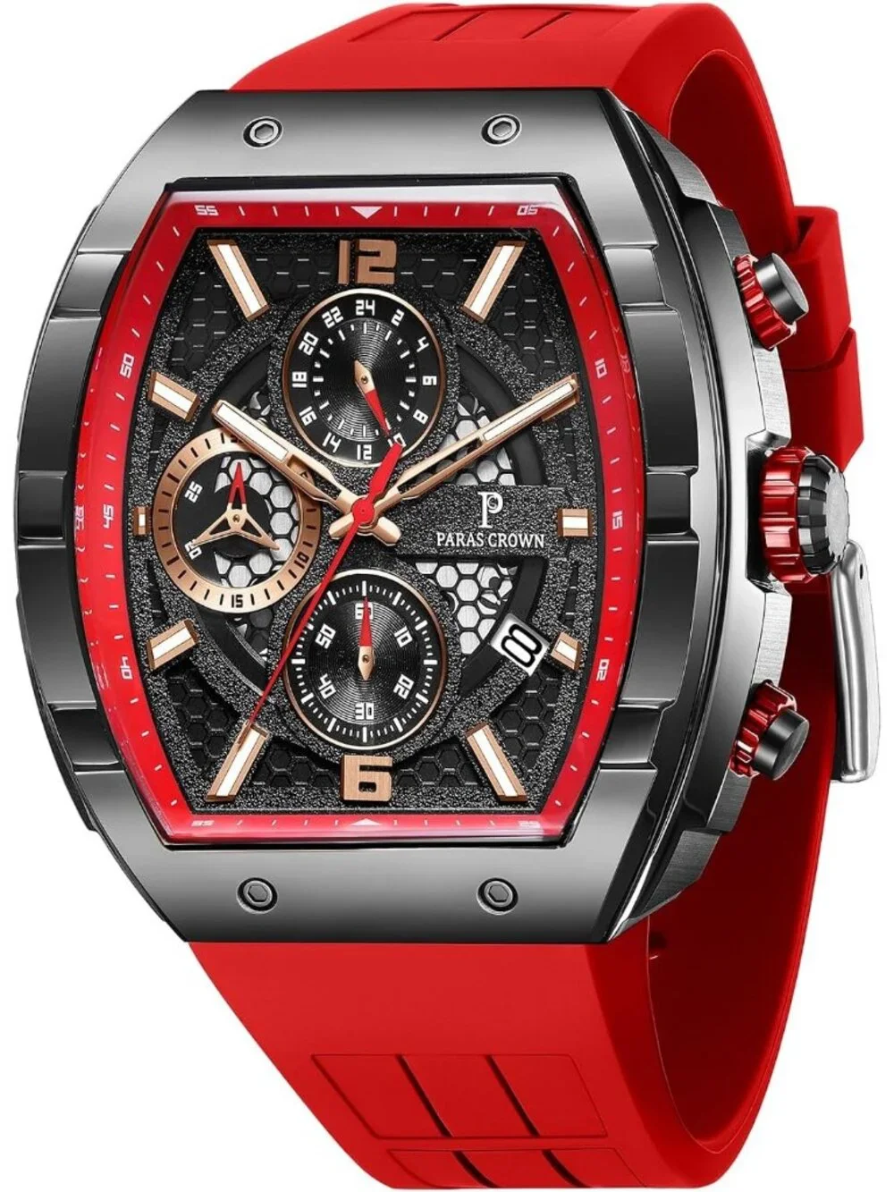 Men's Red Luxury Fashion Analog Waterproof Luminous Quartz Classic Wrist Watch